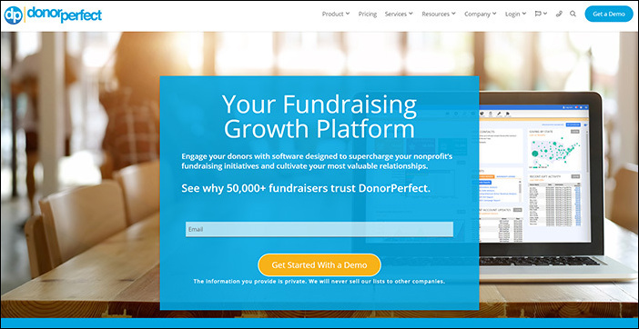 Check out DonorPerfect's website to learn more about their online fundraising software.