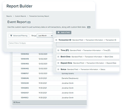 Build custom reports and save them for later.