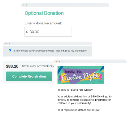 Accept donations on Qgiv's event registration form.